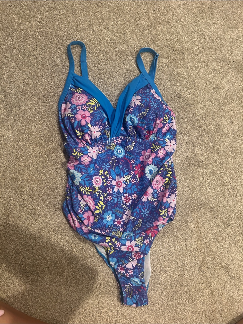 NWOT - Floral Blue One-Piece Swimsuit / maternity